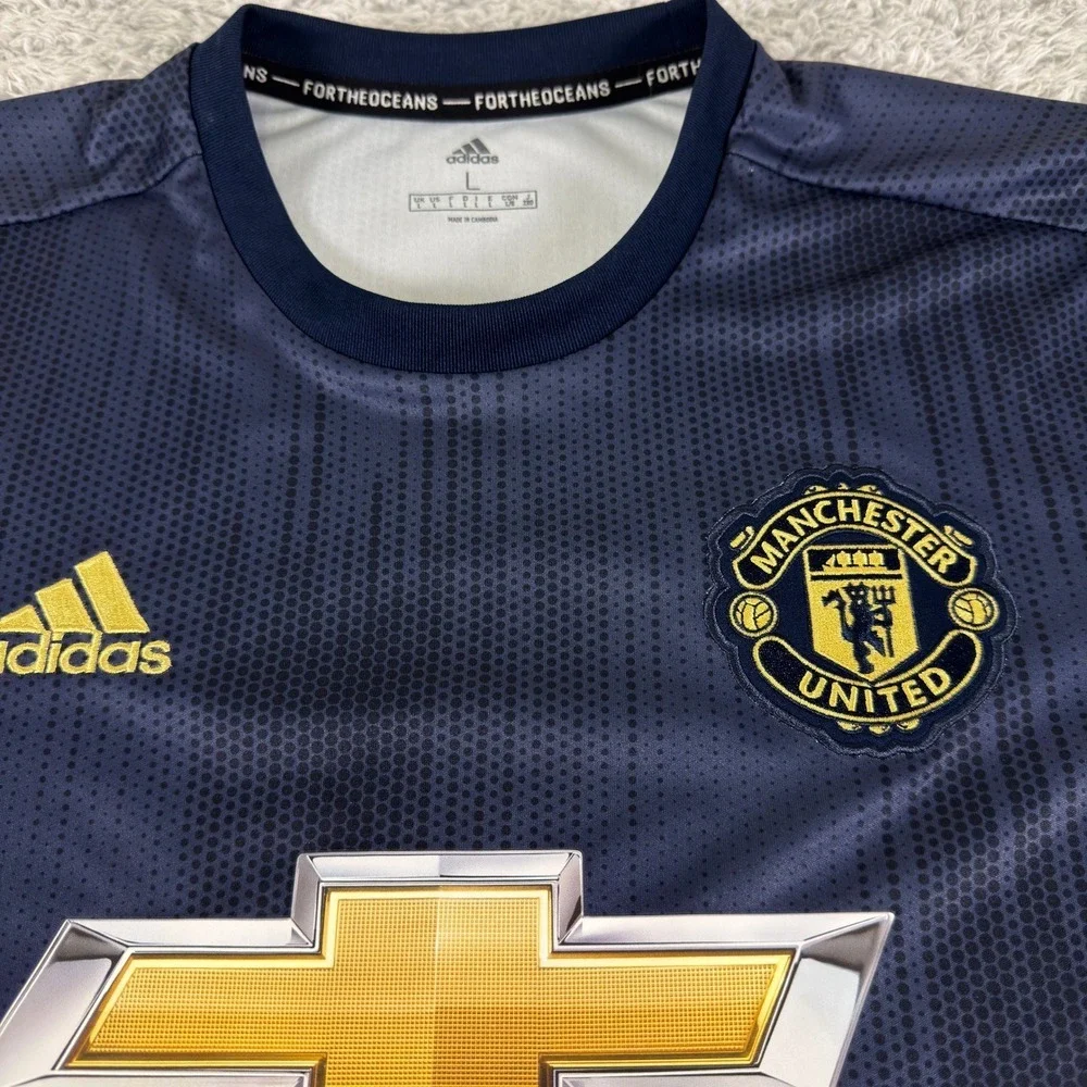 Adidas Manchester United 2018-19 Third Jersey Navy Gold Parley Mens Large